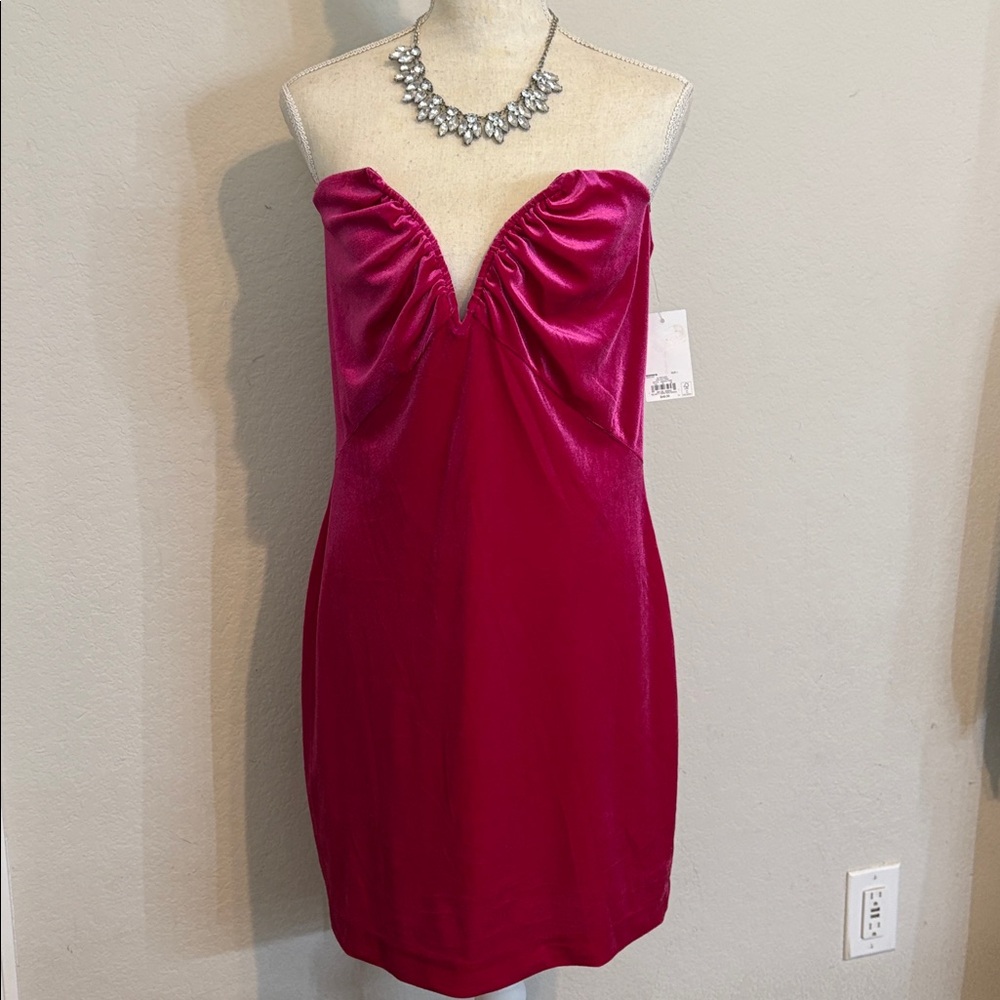 Elegant Strapless Pink Dress, L, NWT
